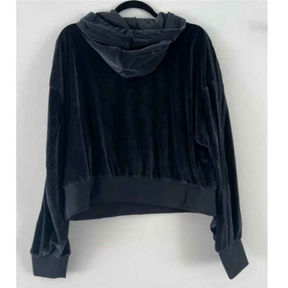 Adidas Cropped Black Velour Batwing Hoodie - Picture 5 of 5